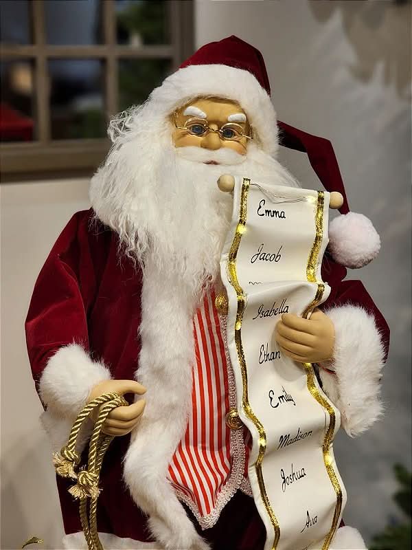 PAPAI NOEL COM LISTA DE NOMES COM MOVIMENTOS SOM E LUZ